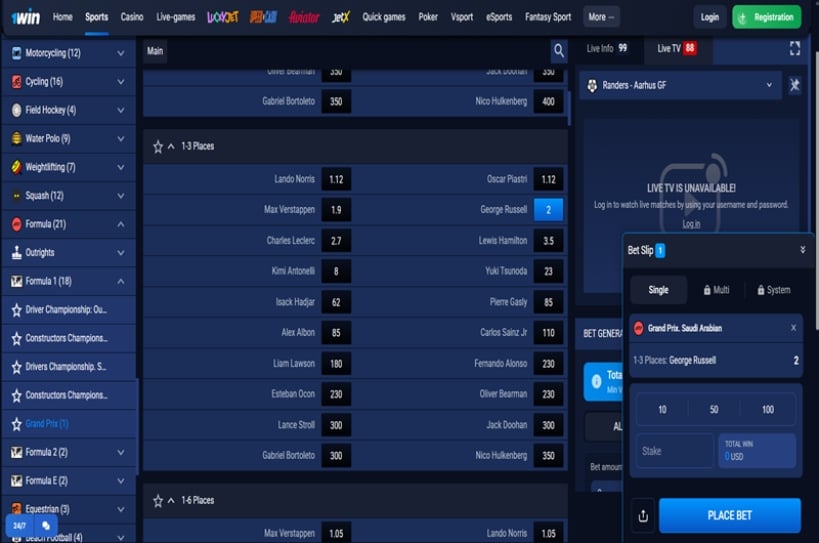 Saudi Arabia Grand Prix betting
